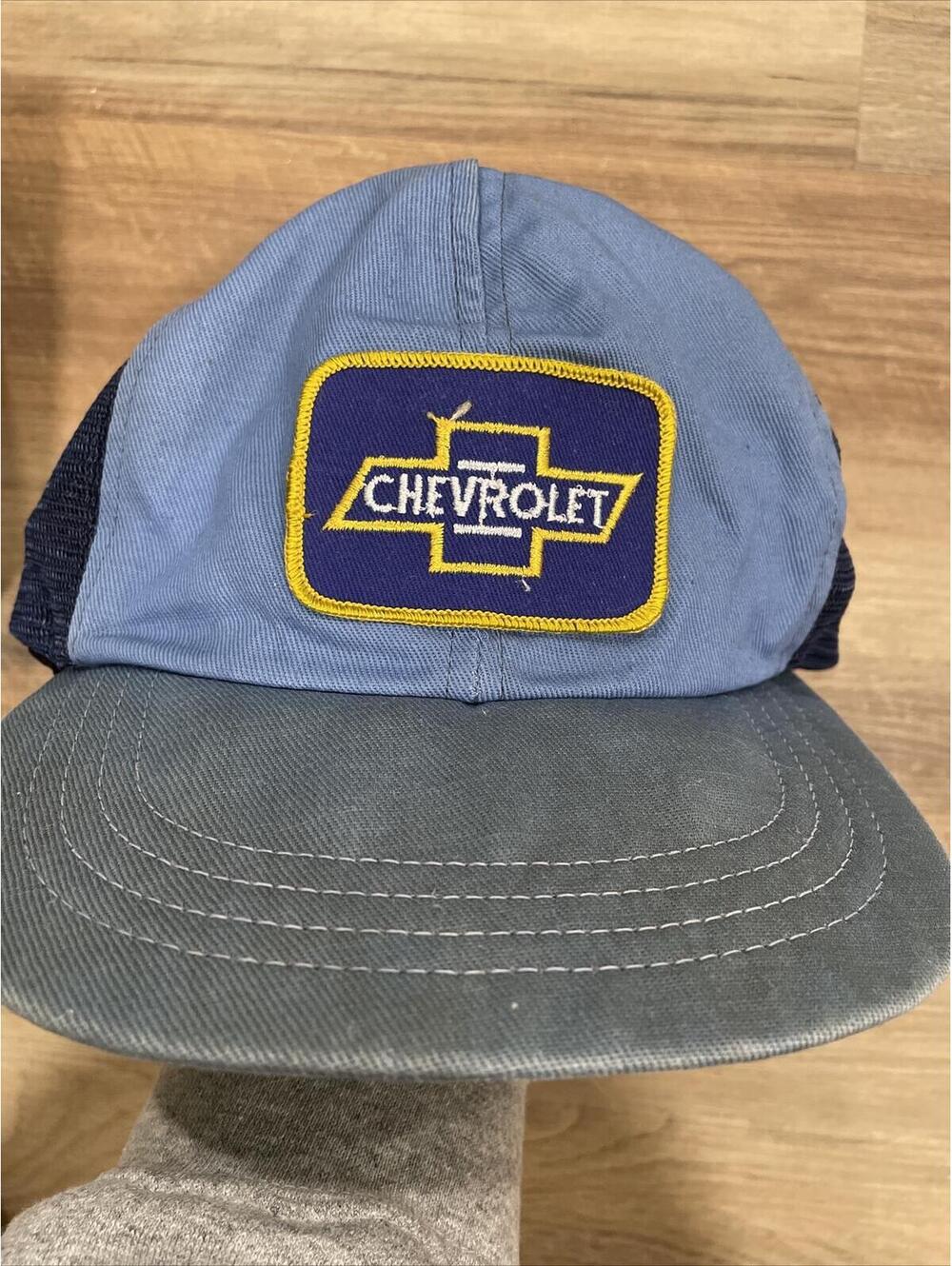 Vintage Chevrolet Patch Logo Snapback Mesh Hat Cap Blue